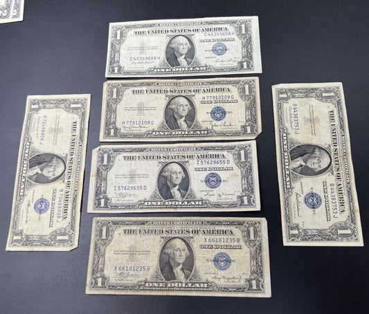 1935 $1 Silver Certificate 6 Note Letter Set A B D E F G VG - VF W/ Xmas Bill