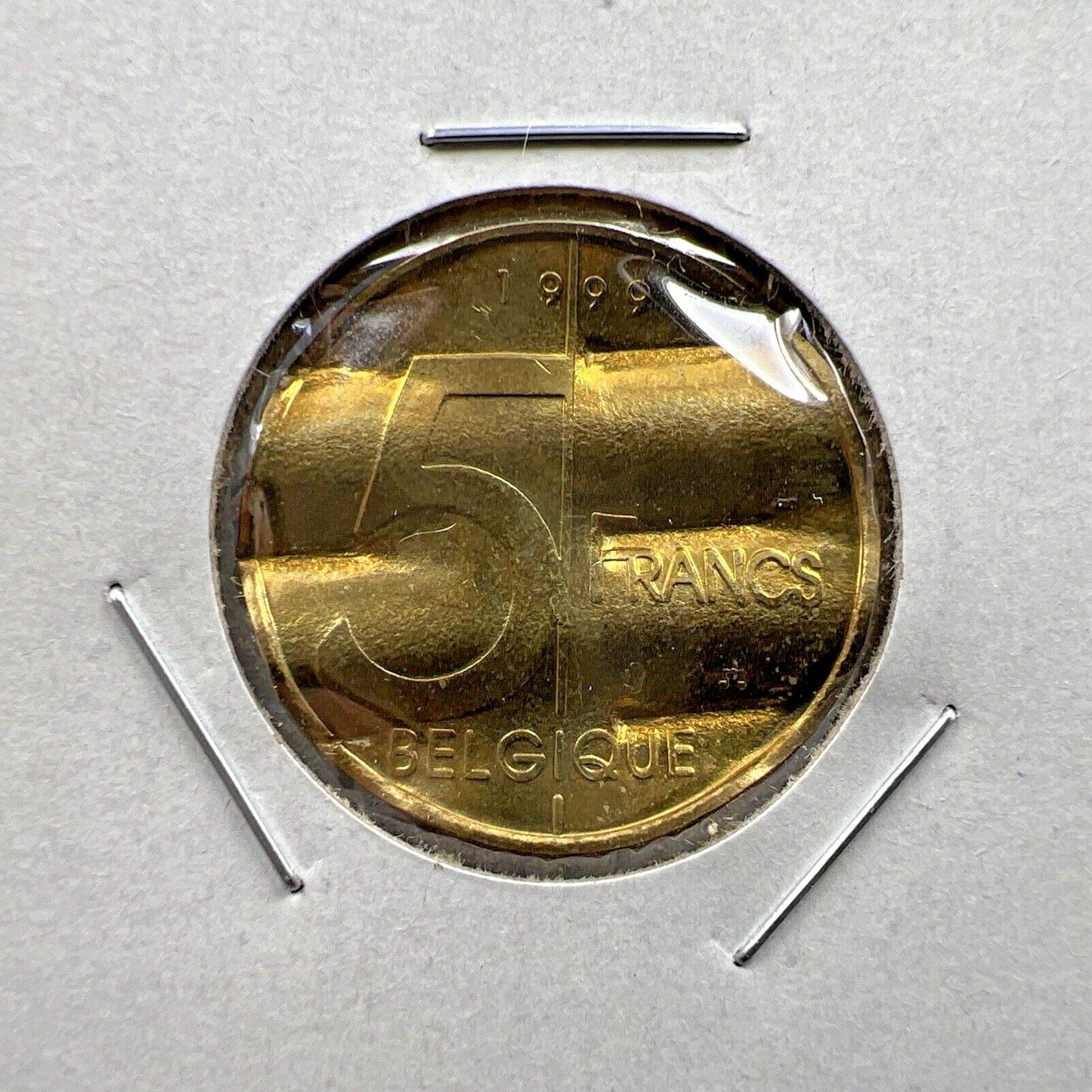 Belgium Waffle Waffled Error Coin 1999 5 Francs UNC #B