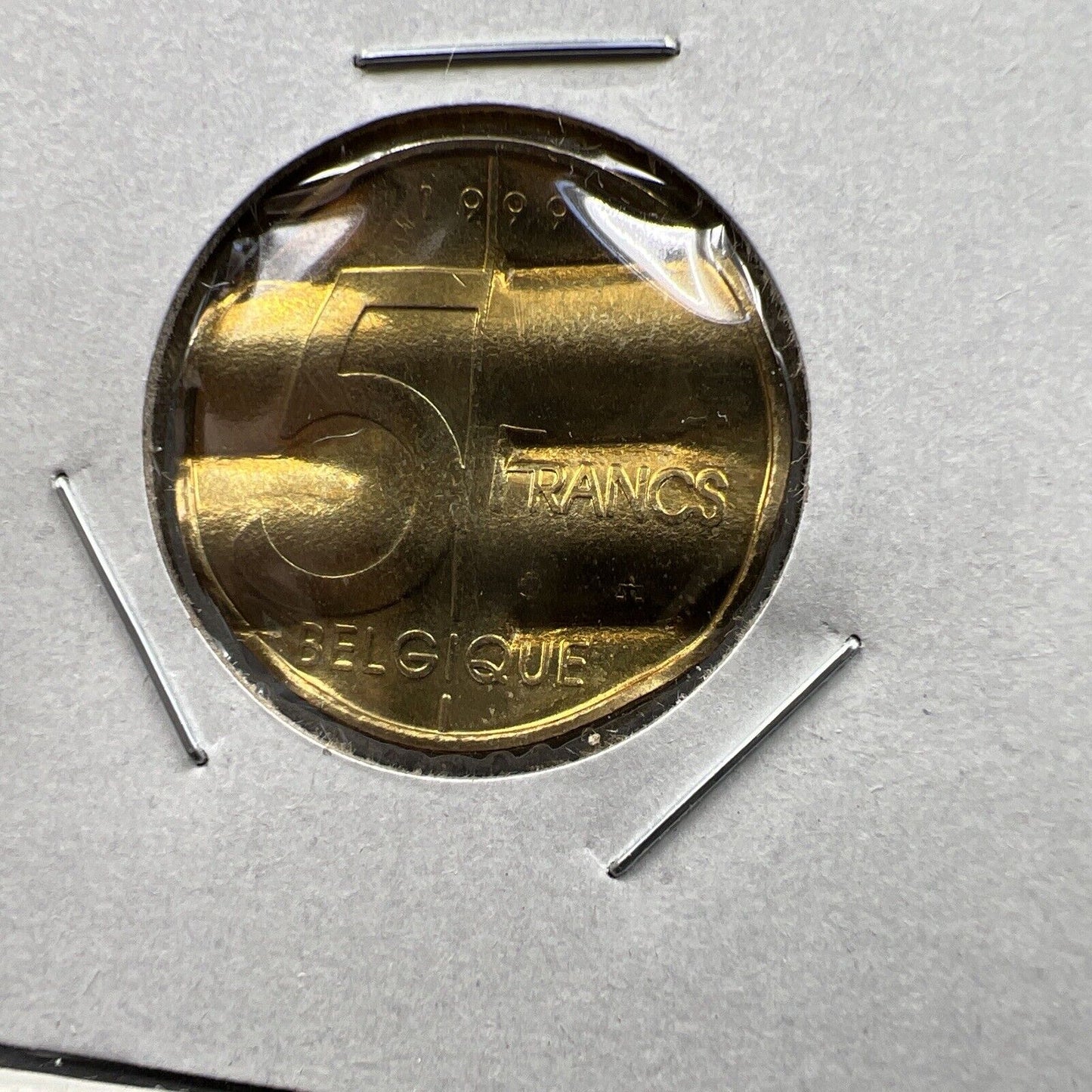 Belgium Waffle Waffled Error Coin 1999 5 Francs UNC #B