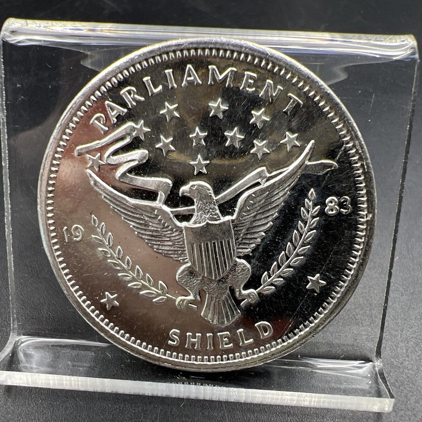1983 Vintage 1 oz .999 Silver Art Round Broken Partial Collar MAJOR Rim Error PF
