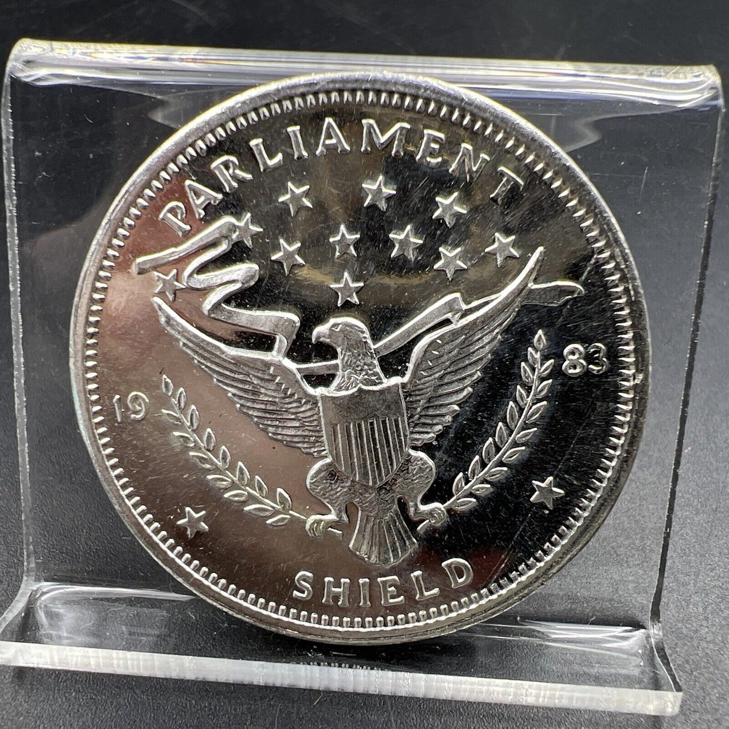 1983 Vintage 1 oz .999 Silver Art Round Broken Partial Collar MAJOR Rim Error PF
