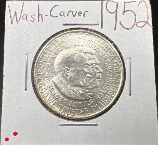1952 P George Washington Carver Silver 50c Half Dollar Commemorative CH BU #RED2