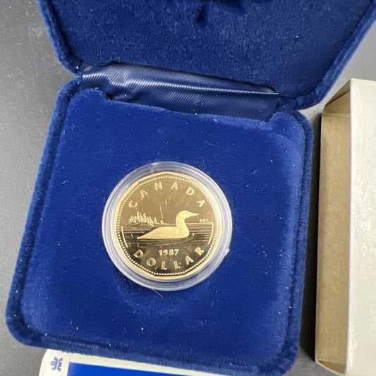 1987 $1 Proof Canada Loon Dollar with Box & COA Free Shipping!