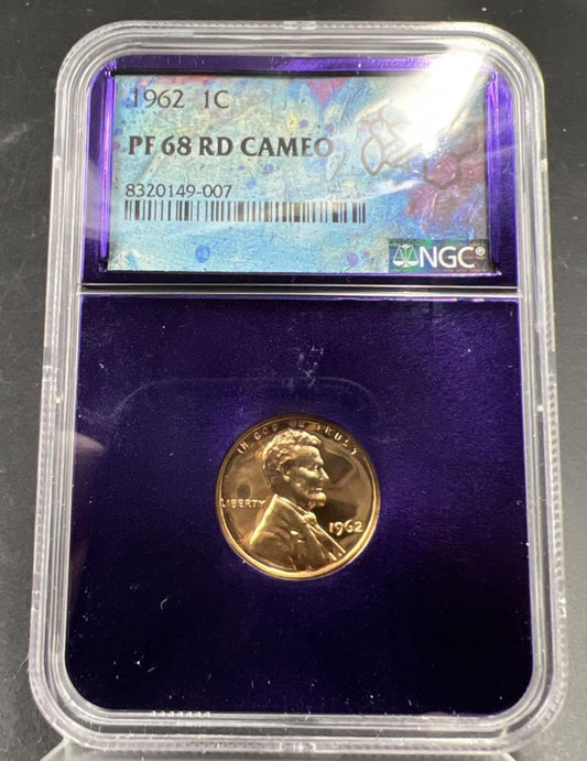 1962 1c PF68 RD Cameo NGC Bee Label Holder Lincoln Memorial Cent Gem Proof #007
