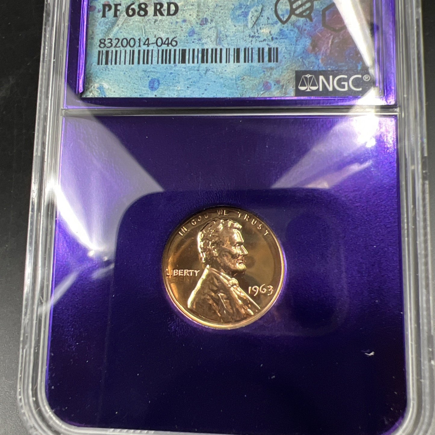 1963 1c PF68 RD NGC Bee Label Holder Lincoln Memorial Cent Gem Proof #046
