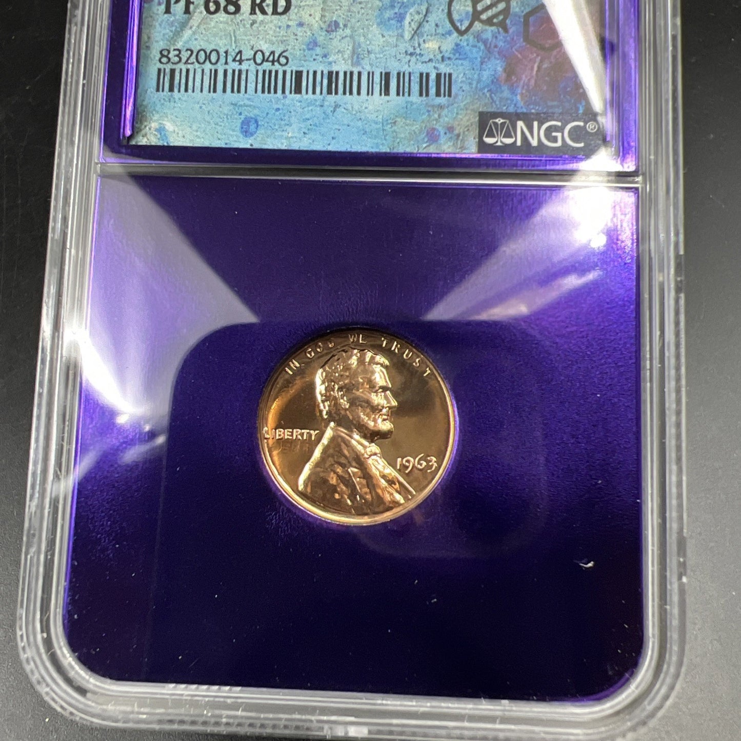1963 1c PF68 RD NGC Bee Label Holder Lincoln Memorial Cent Gem Proof #046