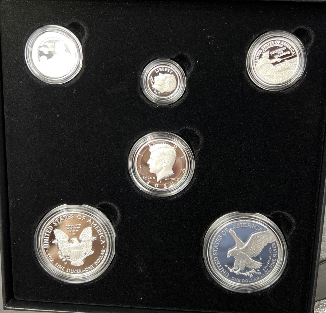 2021 6 Coin Limited Edition Silver Proof Set with Type 1 & 2 ASE Silver Eagles !