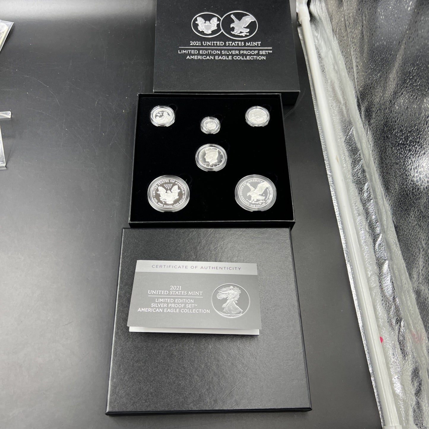 2021 6 Coin Limited Edition Silver Proof Set with Type 1 & 2 ASE Silver Eagles !