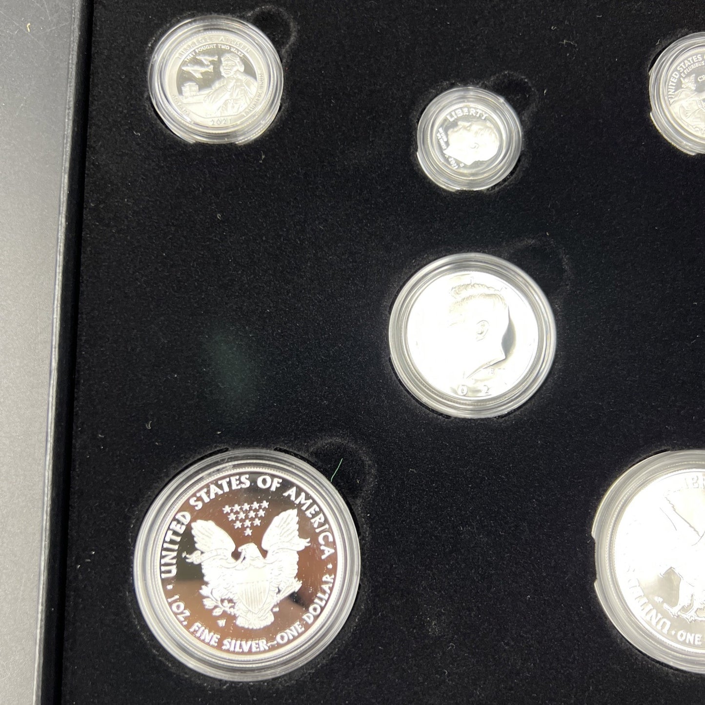 2021 6 Coin Limited Edition Silver Proof Set with Type 1 & 2 ASE Silver Eagles !