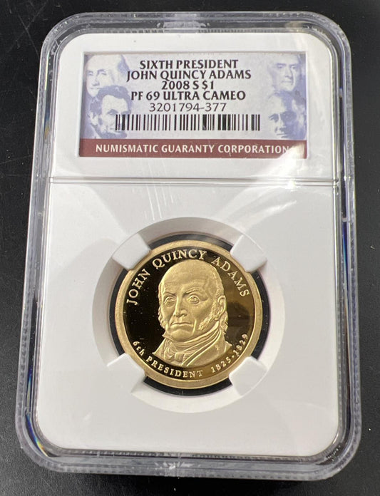 2008 S John Quincy Adams Proof Presidential Dollar Coin NGC PF69 UCAM #377
