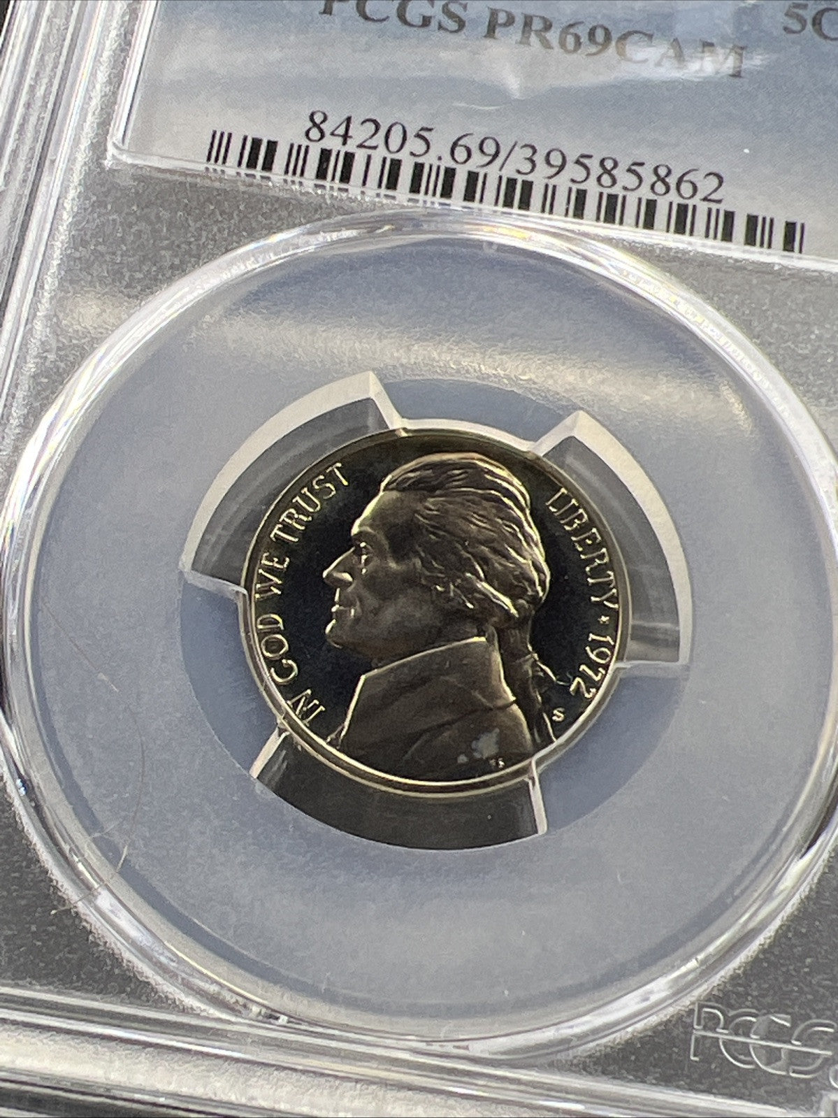 1972 S 5c Jefferson Nickel PCGS PR69 Cameo CAM Gem Proof Certified #62