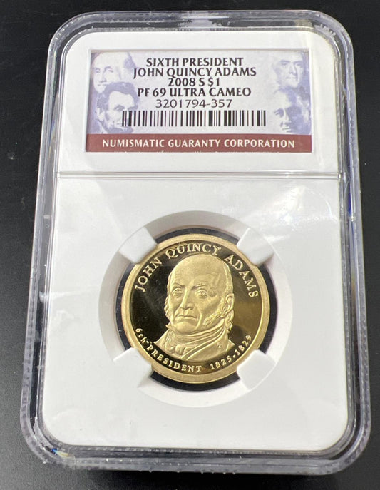 2008 S John Quincy Adams Proof Presidential Dollar Coin NGC PF69 UCAM #357