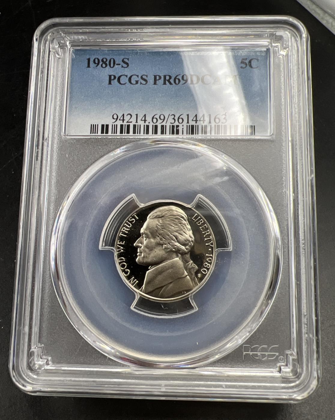 1980 S 5c Jefferson Nickel PCGS PR69 DCAM Gem Proof Certified #63