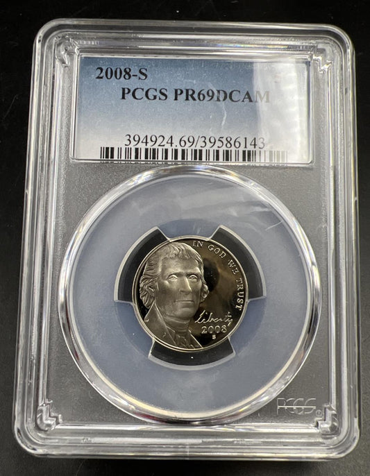 2008 S 5c Jefferson Nickel PCGS PR69 DCAM Gem Proof Certified #143