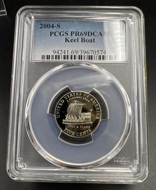 2004 S 5c Keel Boat Jefferson Nickel PCGS PR69 DCAM Gem Proof Certified #74