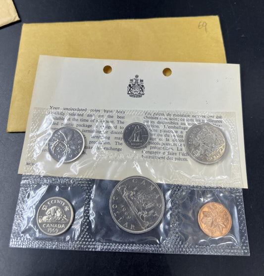1969 Canada Coin Proof Like Set Royal Canadian Mint in Envelope #A