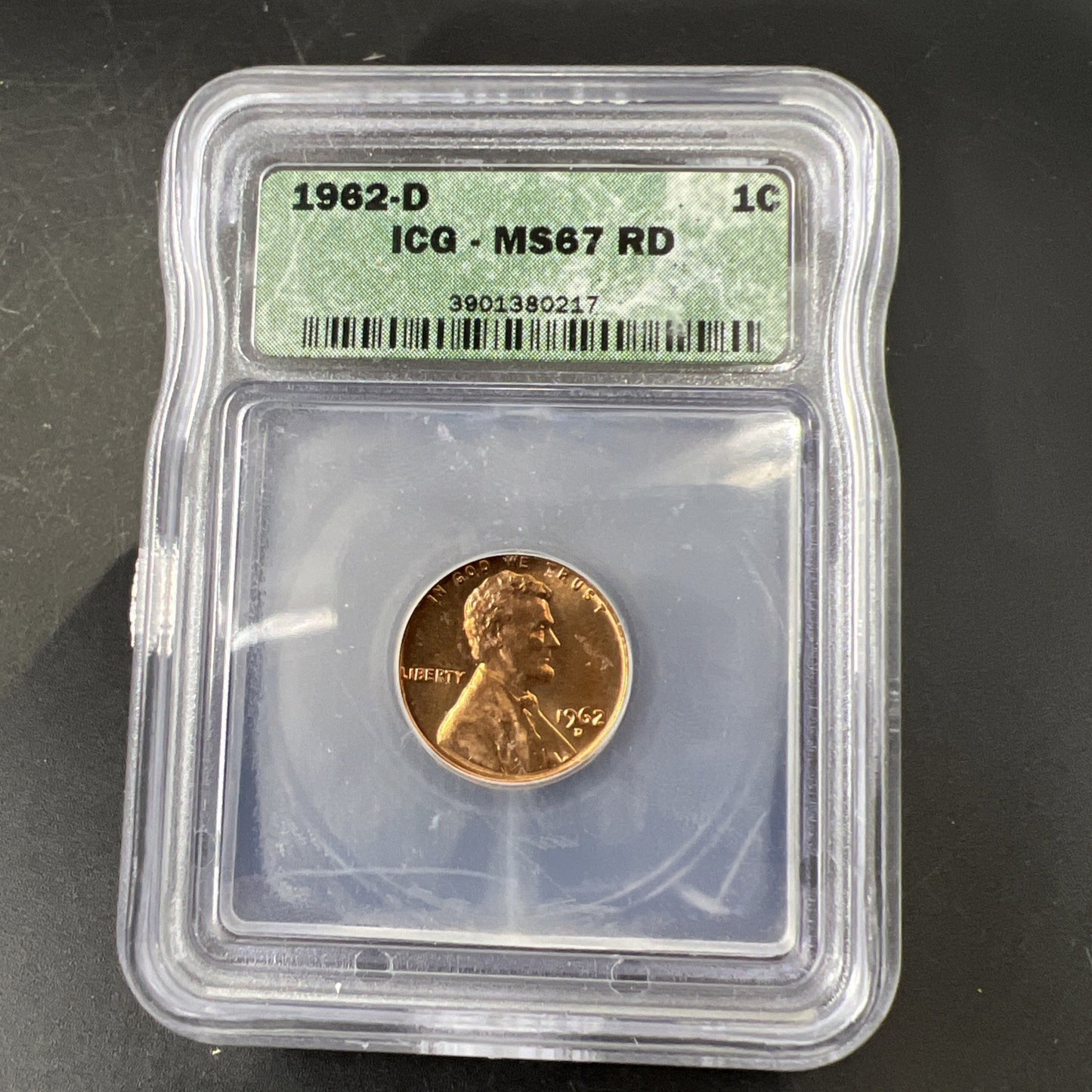 1962 D 1c Lincoln Memorial Cent Coin ICG MS67 Gem BU Certified #217