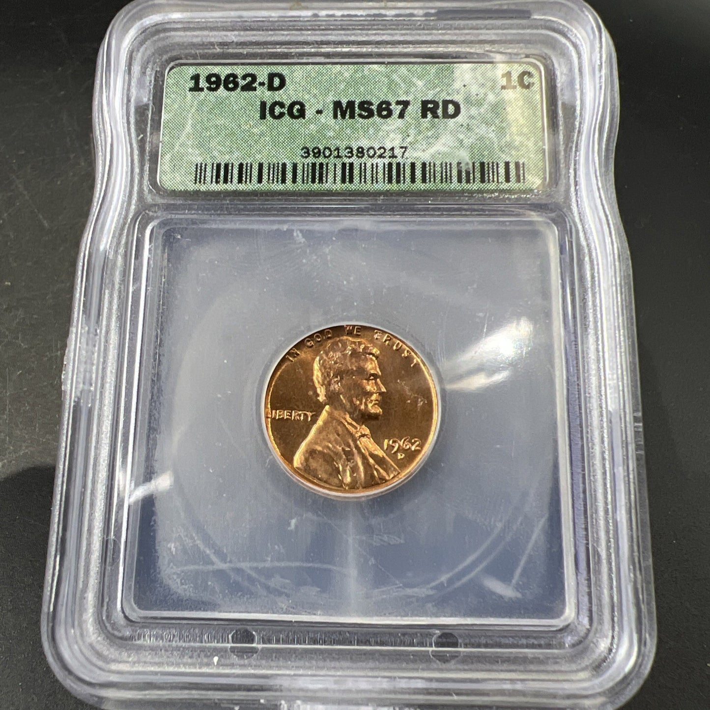1962 D 1c Lincoln Memorial Cent Coin ICG MS67 Gem BU Certified #217