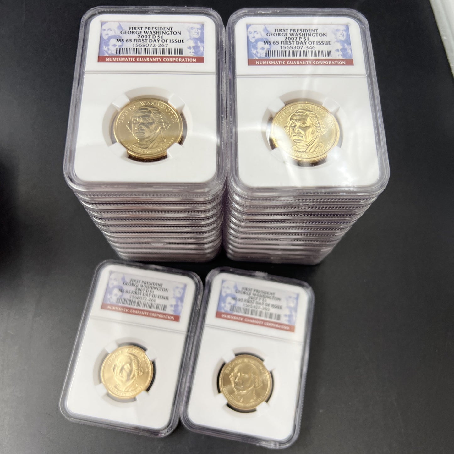 Two Coin Set 2007 P & D $1 George Washington Presidential Dollar NGC MS65