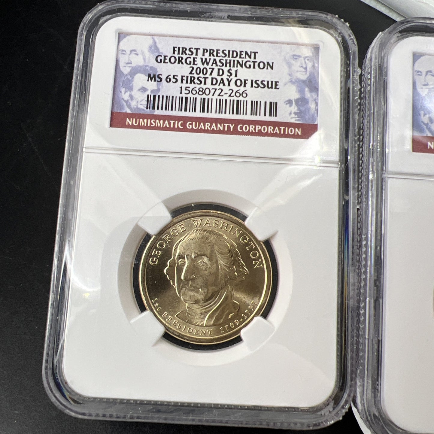 Two Coin Set 2007 P & D $1 George Washington Presidential Dollar NGC MS65