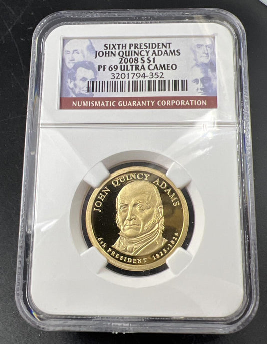 2008 S John Quincy Adams Proof Presidential Dollar Coin NGC PF69 UCAM #352