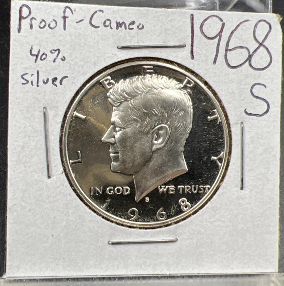 1968 S 50c Proof Kennedy Silver Half Dollar Coin Gem Proof Cameo