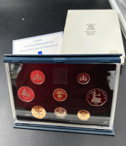 1990 United Kingdom Proof Coin Set with Box & COA #B
