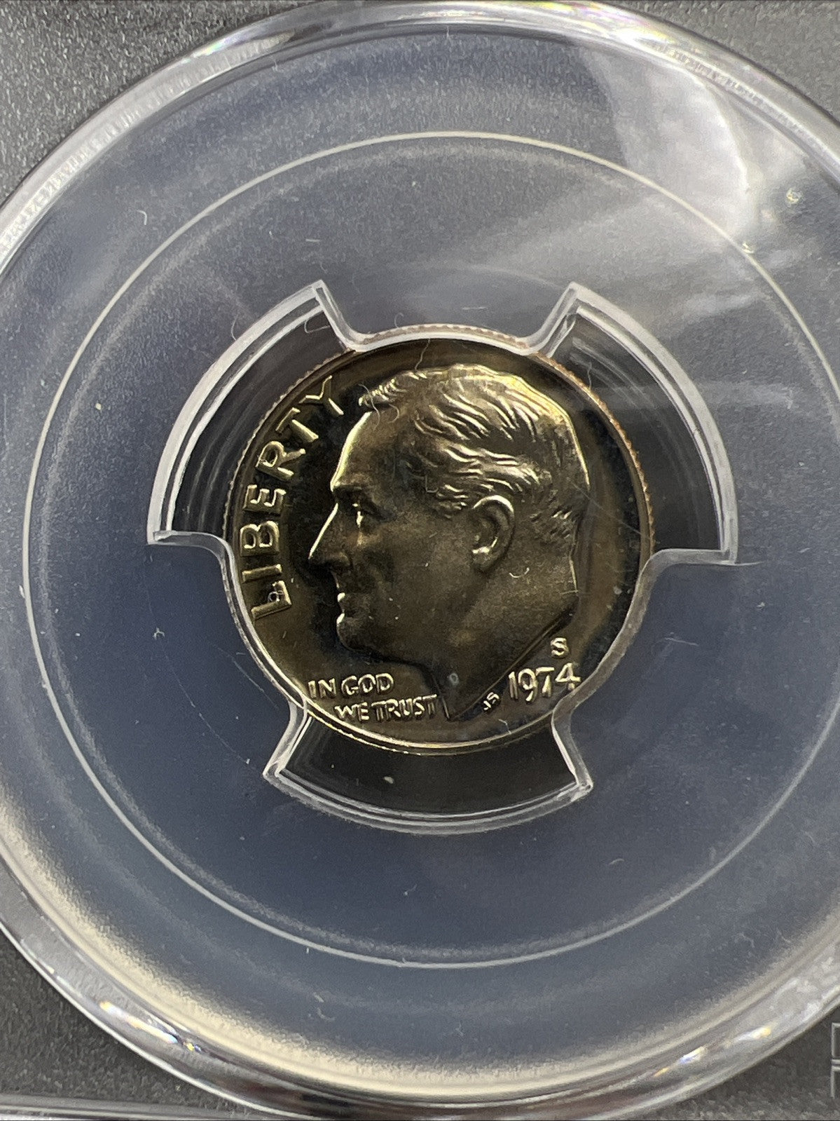 1974 S 10c Roosevelt Clad Copper Nickel Dime Coin PCGS PR69 DCAM #734