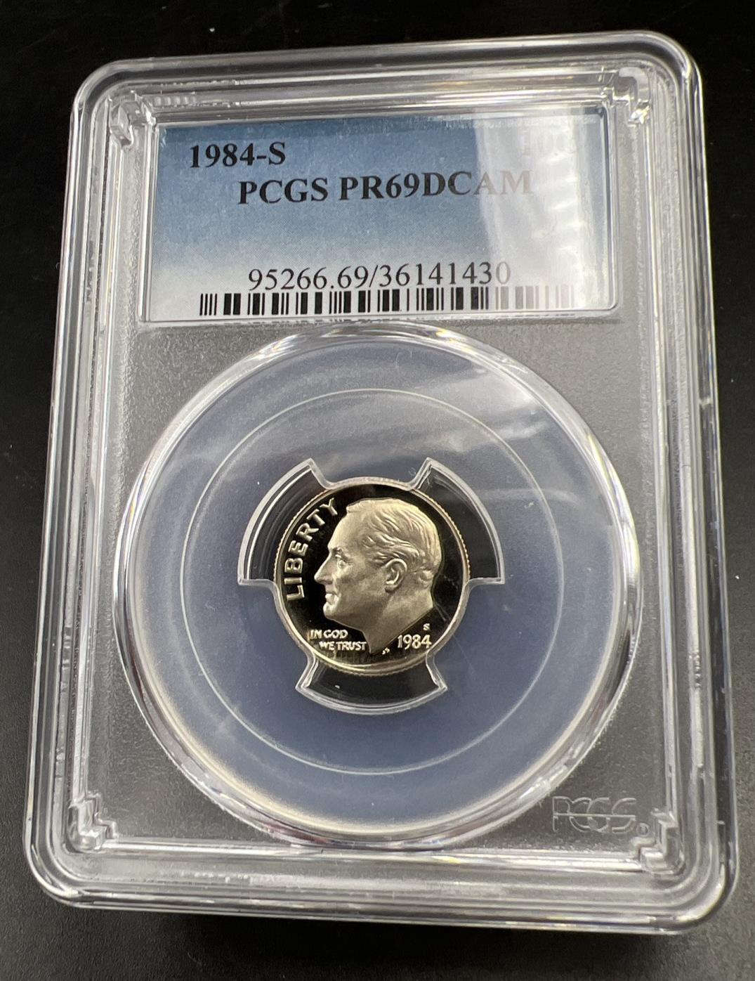 1984 S 10c Roosevelt Clad Copper Nickel Dime Coin PCGS PR69 DCAM #430