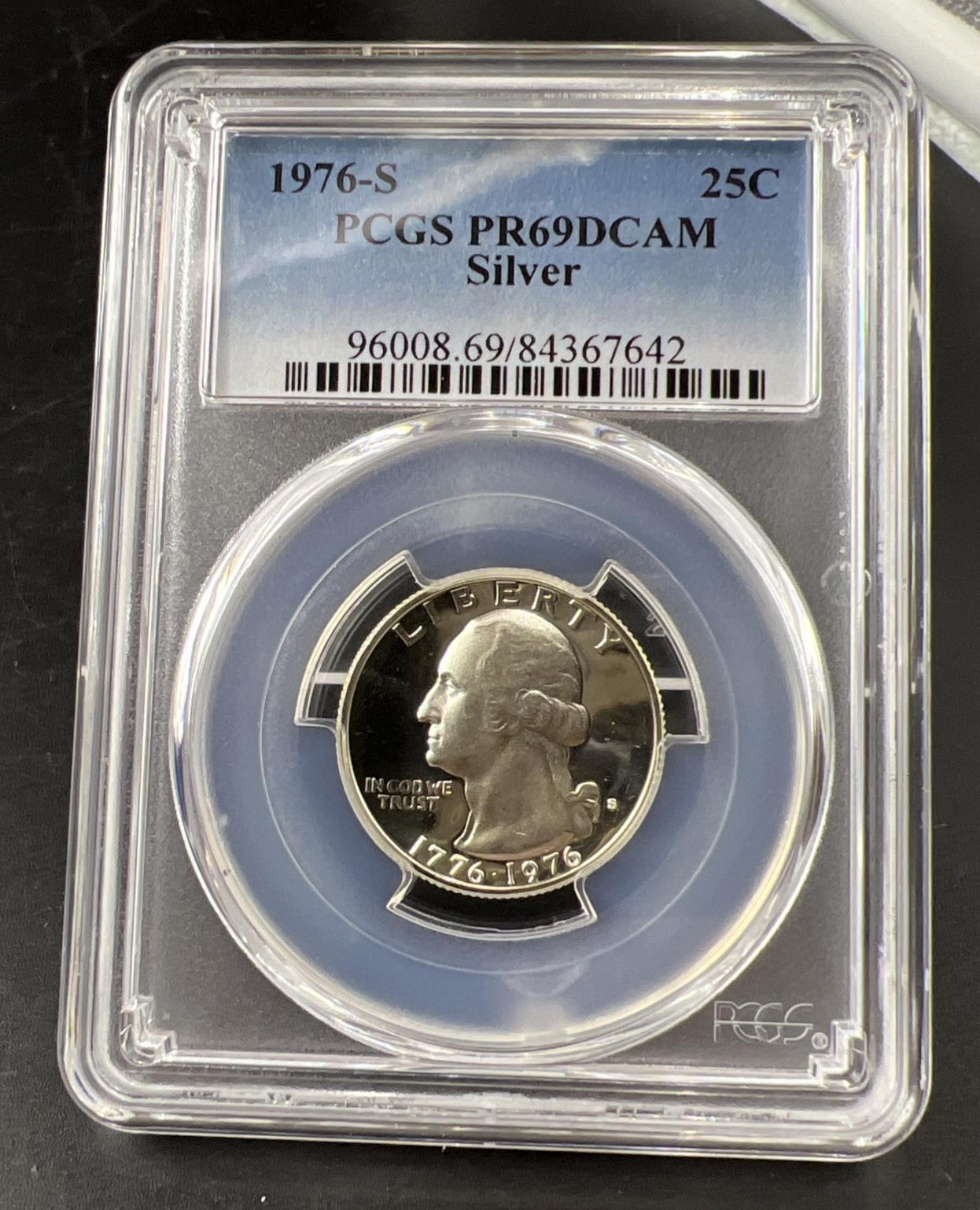 1976 S 25c Bicentennial Washington Silver Quarter Proof Coin PCGS PR69 DCAM #642