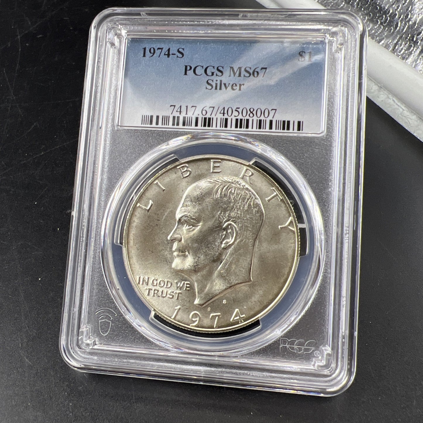 PCGS Certified 1974 S $1 Ike Eisenhower 40% Silver Dollar Coin PCGS MS67 #007