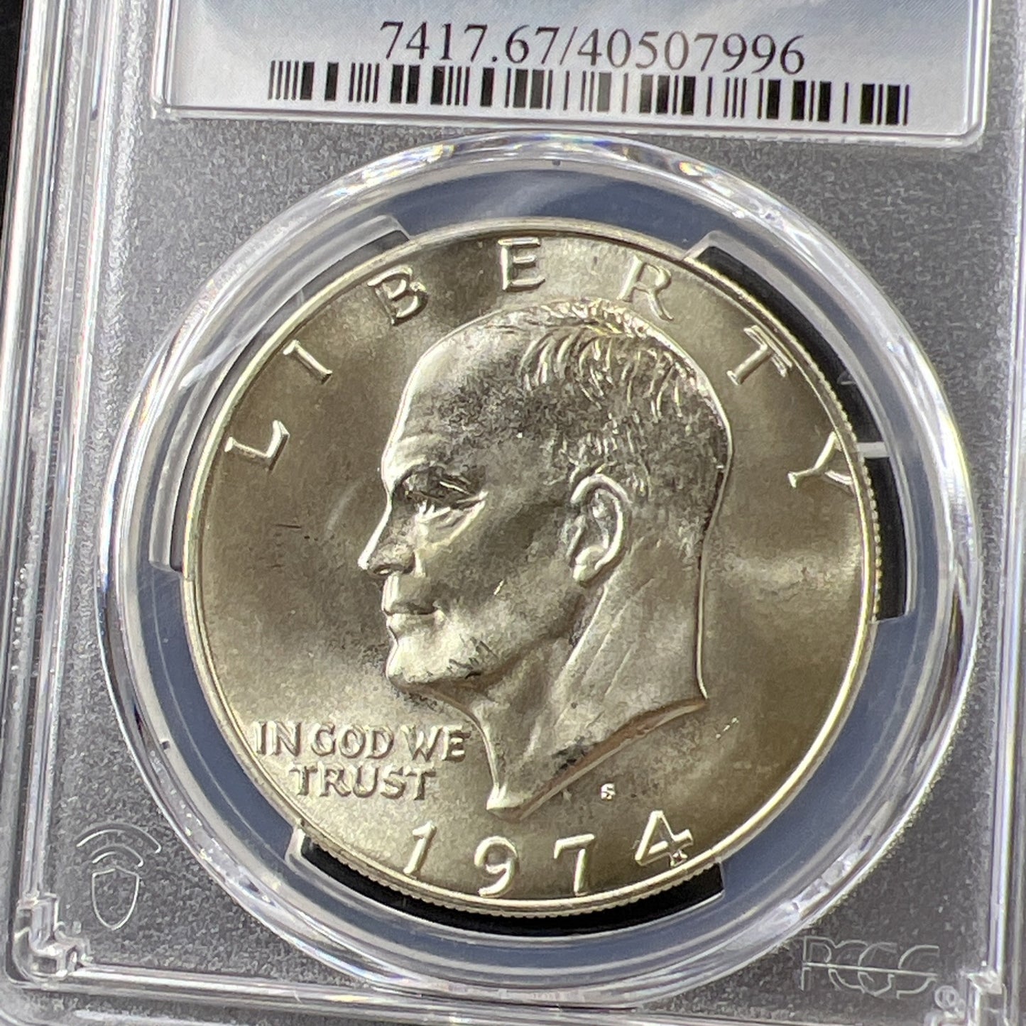 1974 S $1 Ike Eisenhower 40% Silver Dollar Coin PCGS MS67 #996 Gem BU Certified