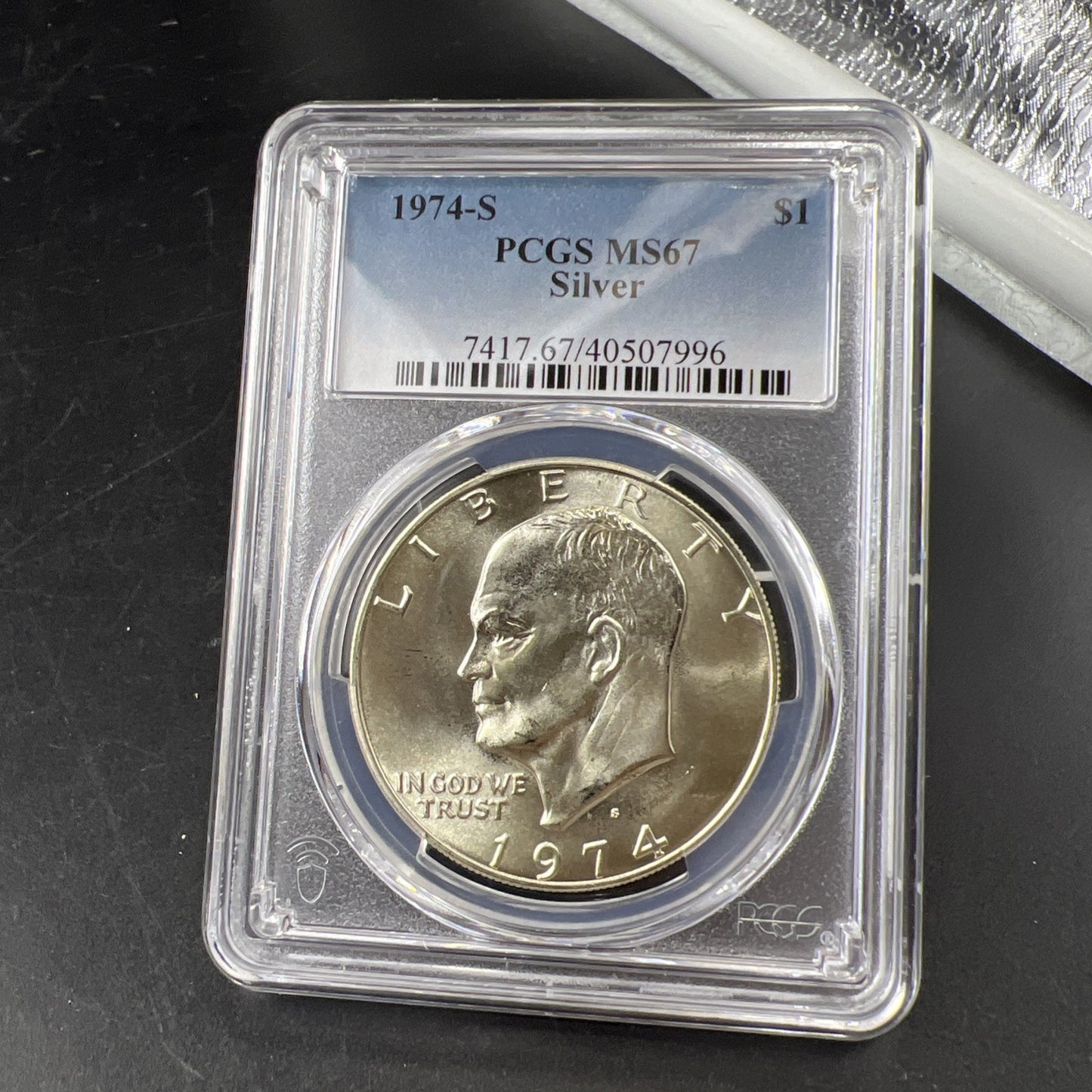 1974 S $1 Ike Eisenhower 40% Silver Dollar Coin PCGS MS67 #996 Gem BU Certified