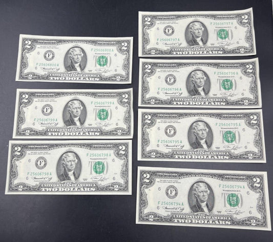 7 Consecutive 1976 Bicentennial Postal FRN Notes CH AU / CU Chickamauga GA