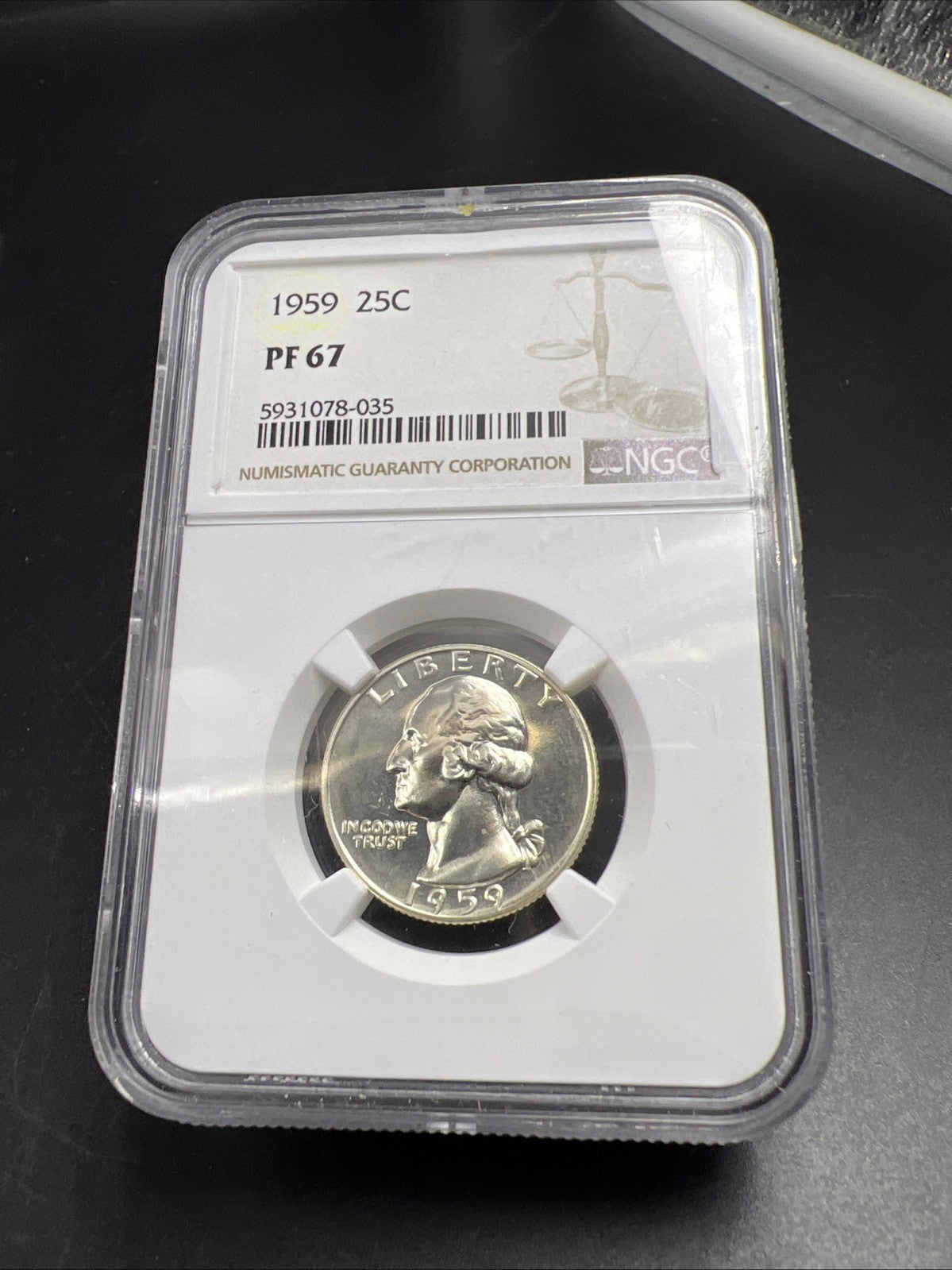 1959 25c Proof Washington Silver Quarter Coin PF67 Gem Certified NGC