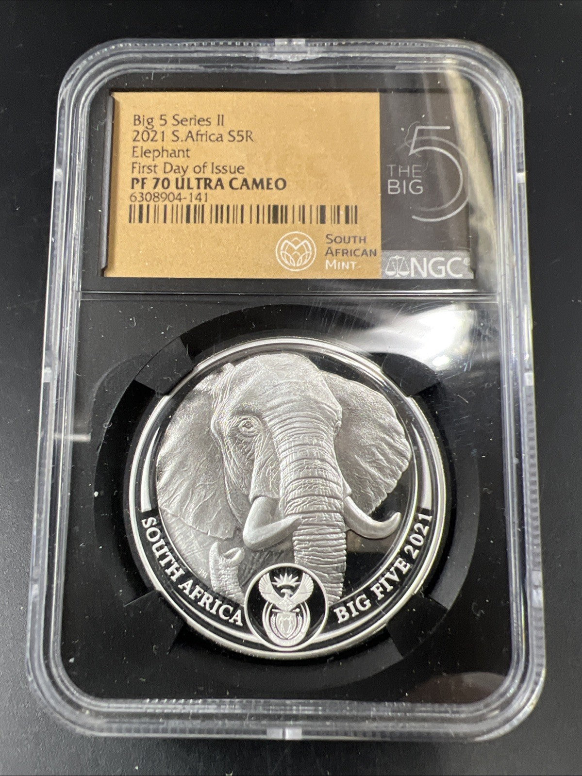 2021 S South Africa Big 5 Series Elephant 1 oz Silver Coin PF70 UCAM NGC