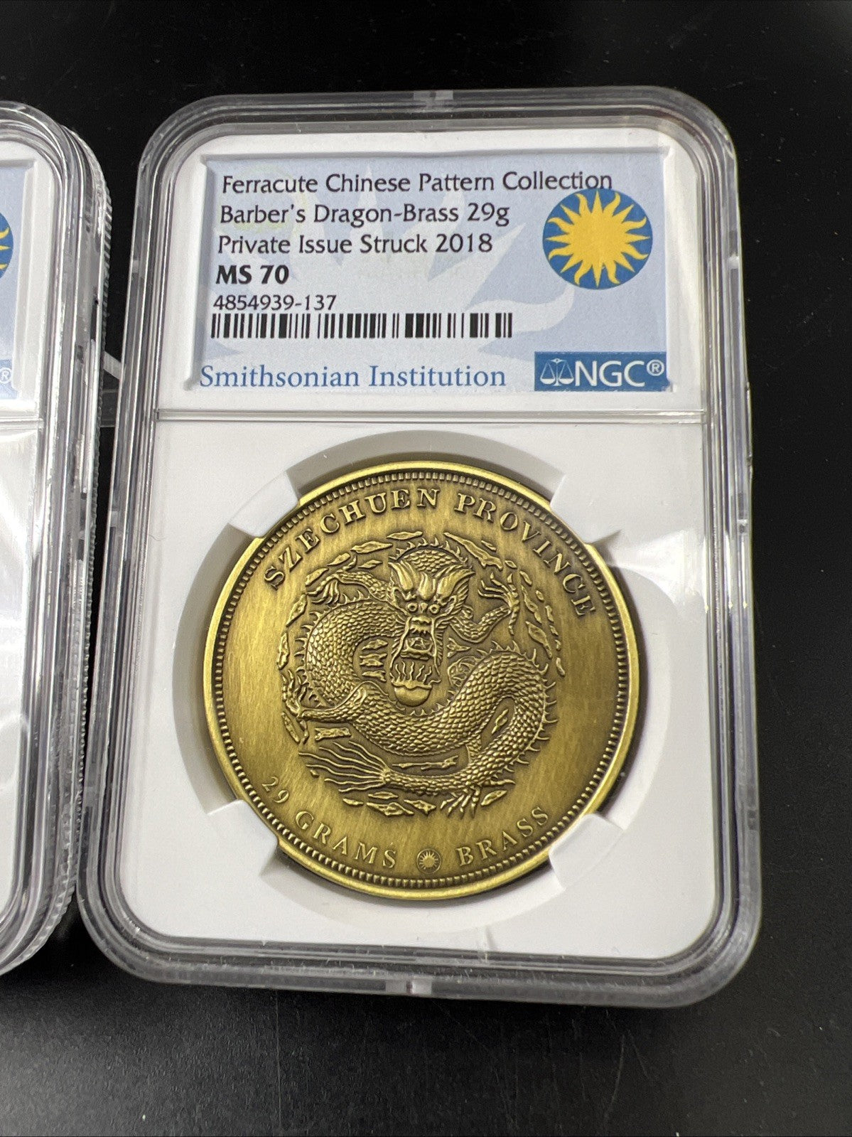 2 Coin Set 2018 Ferracute Chinese Dragon 1 oz Silver PF70 UCAM & Bronze MS70