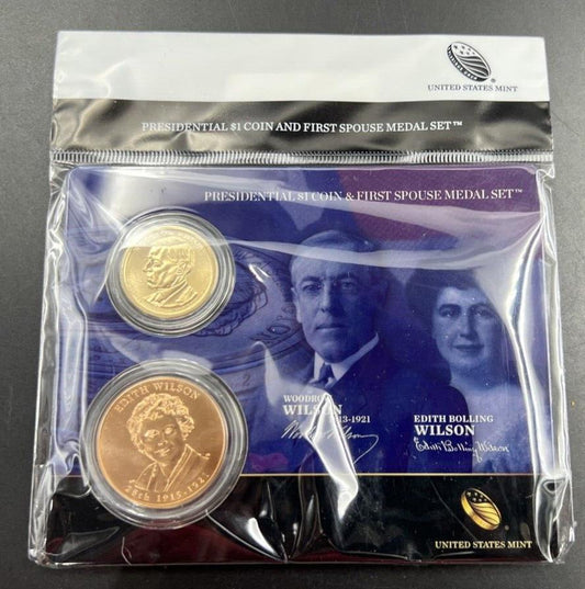 2013 Woodrow & Edith Wilson First Spouse $1 Presidential Coin & Medal Set OGP