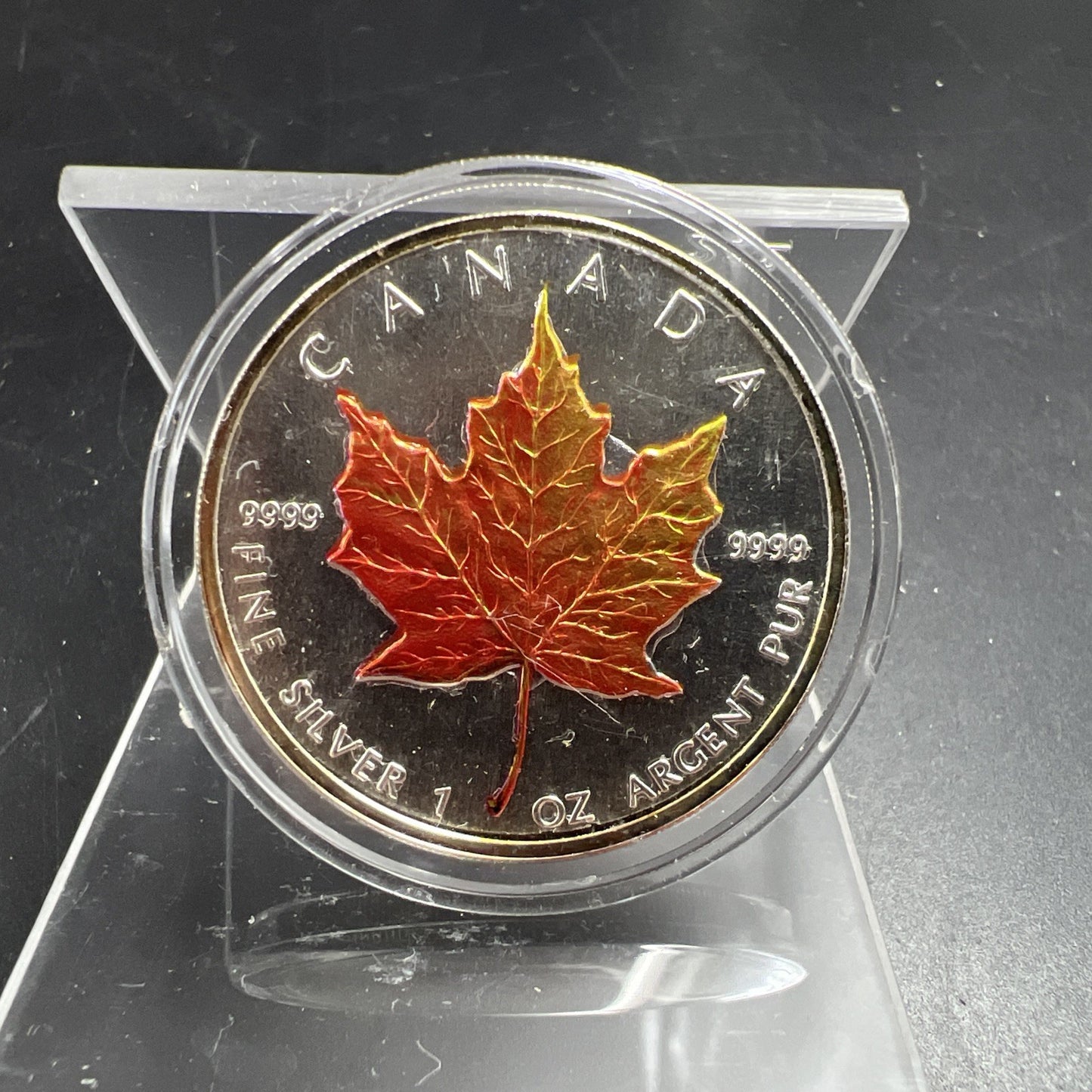 1999 1 oz Silver Maple Leaf Coin Gem UNC Reverse Enhanced & Colorized
