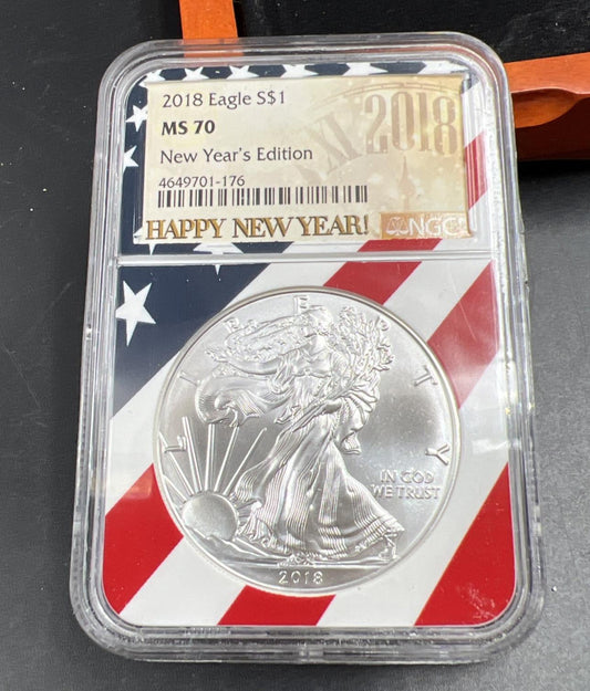 2018 1 oz American Silver Eagle $1 NGC Certified MS70 New Year's Edition USA