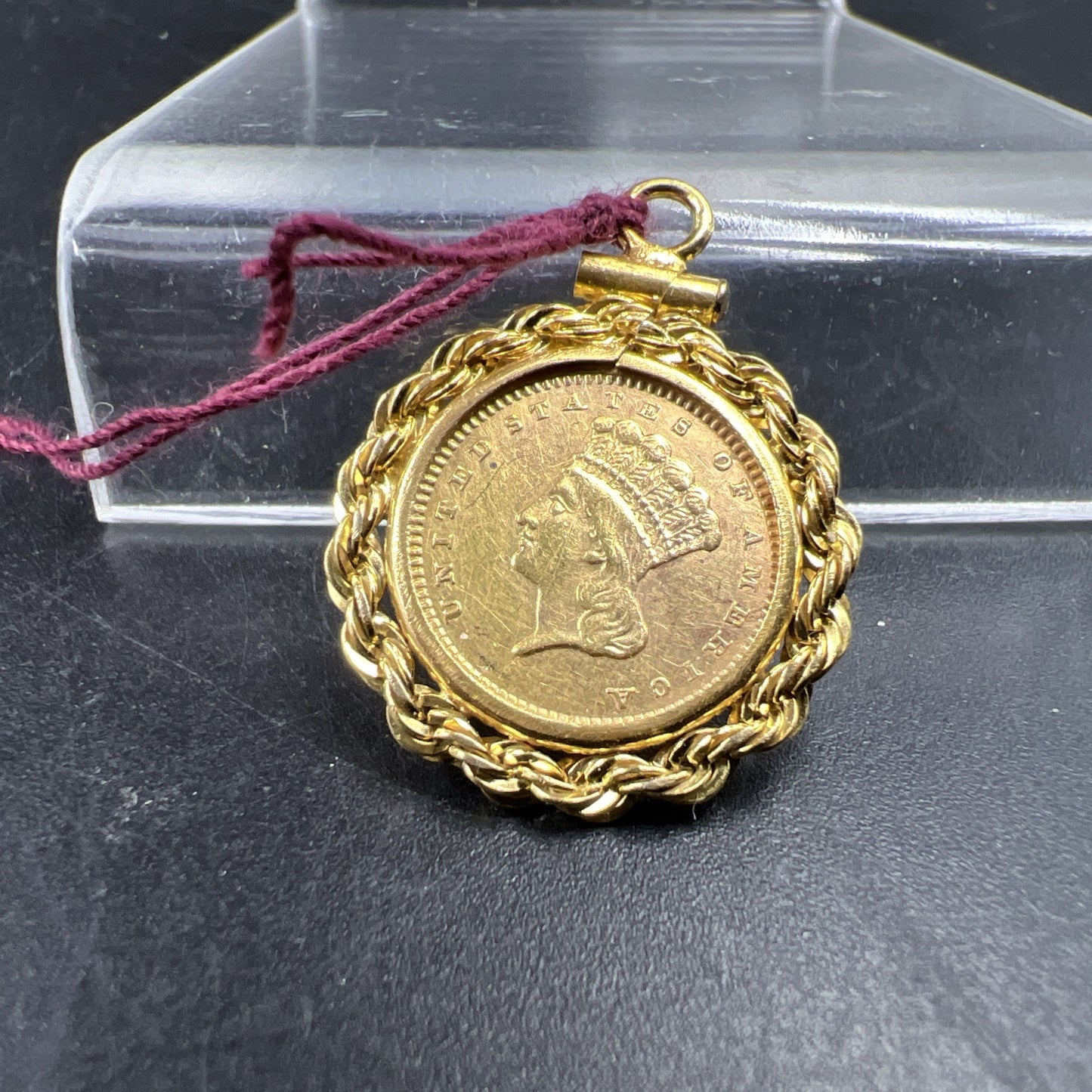 1856 G$1 Gold $1 Princess Head Dollar Coin AU Details Damaged Jewelry