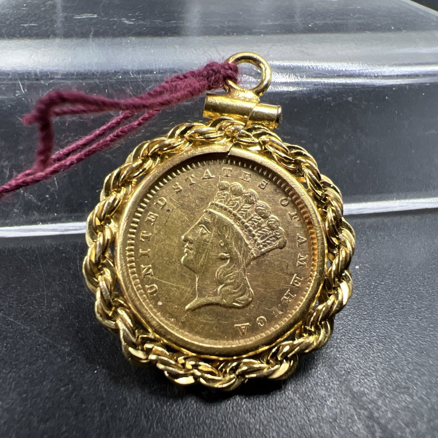 1856 G$1 Gold $1 Princess Head Dollar Coin AU Details Damaged Jewelry