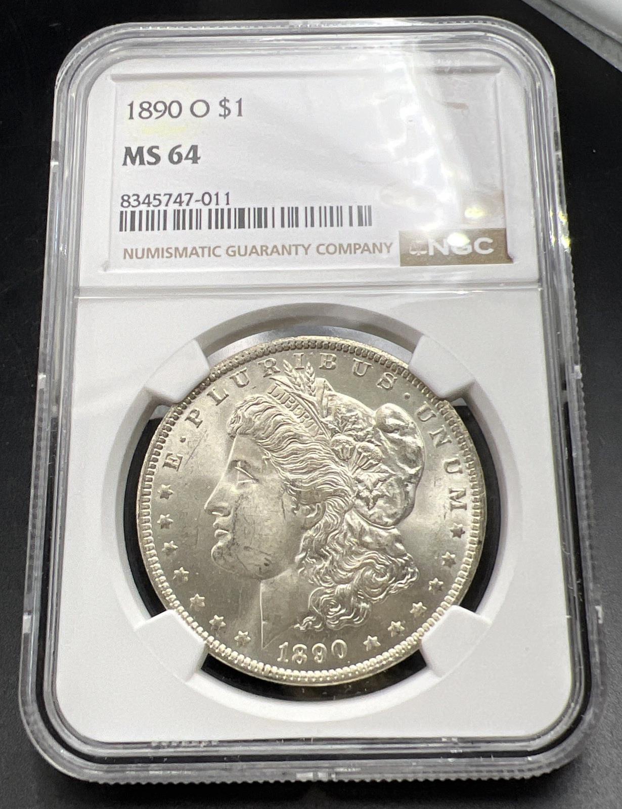 1890 O Morgan Silver Dollar Coin MS64 Choice BU Vam 7A Spiked Eagle Variety #011