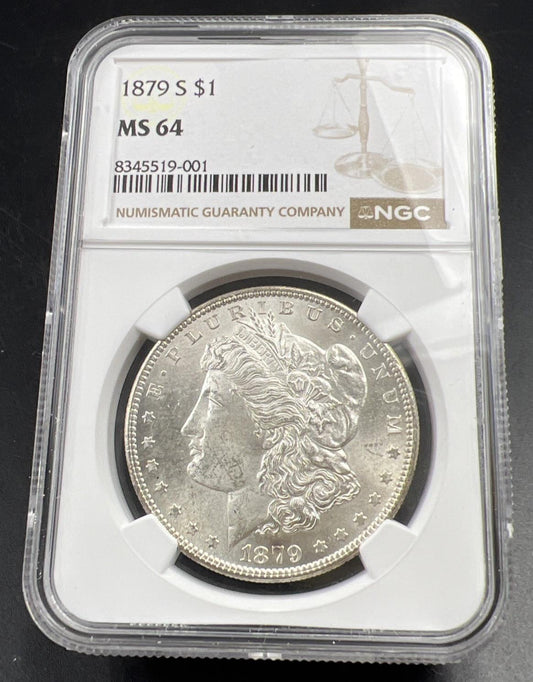 1879 S $1 Morgan Silver Dollar Coin CH BU NGC MS64 VAM 27 Double Date Variety