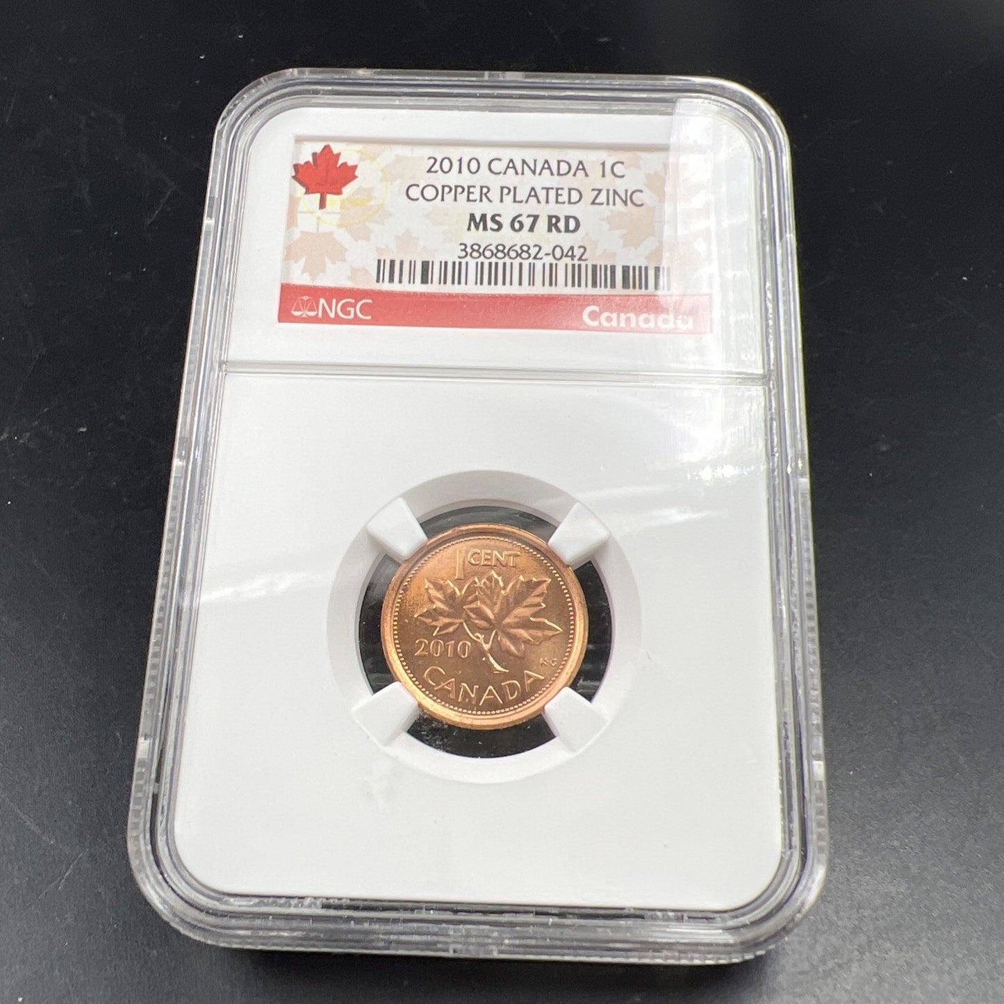 2010 1c Canada Copper Plated Zinc Non Magnetic NGC MS67 Gem BU Certified