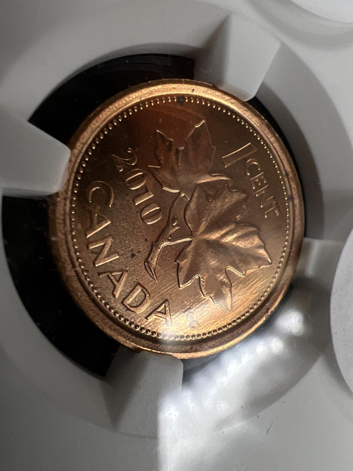 2010 1c Canada Copper Plated Zinc Non Magnetic NGC MS67 Gem BU Certified