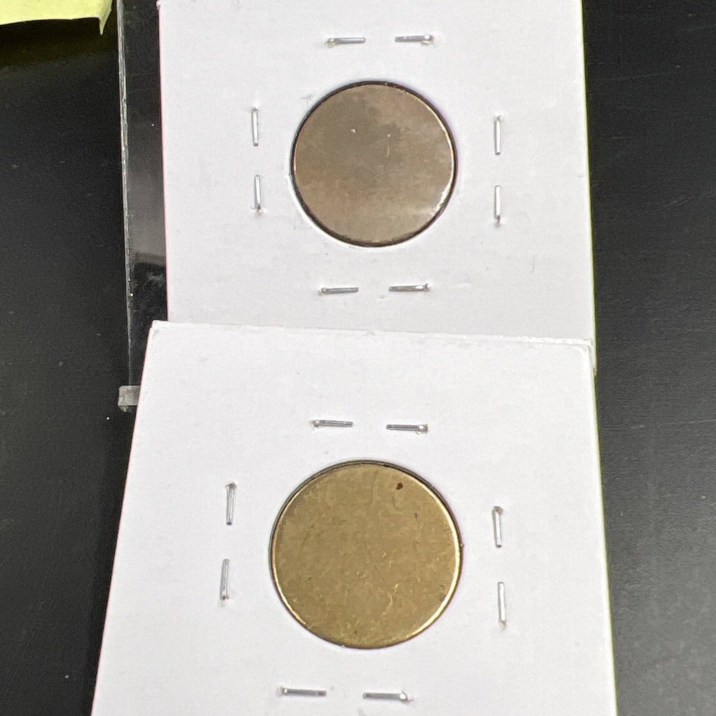 Lot 2 US 1c Blank Planchet Error Coins 3.11 G Copper & 2.5G Copper Plated Zinc