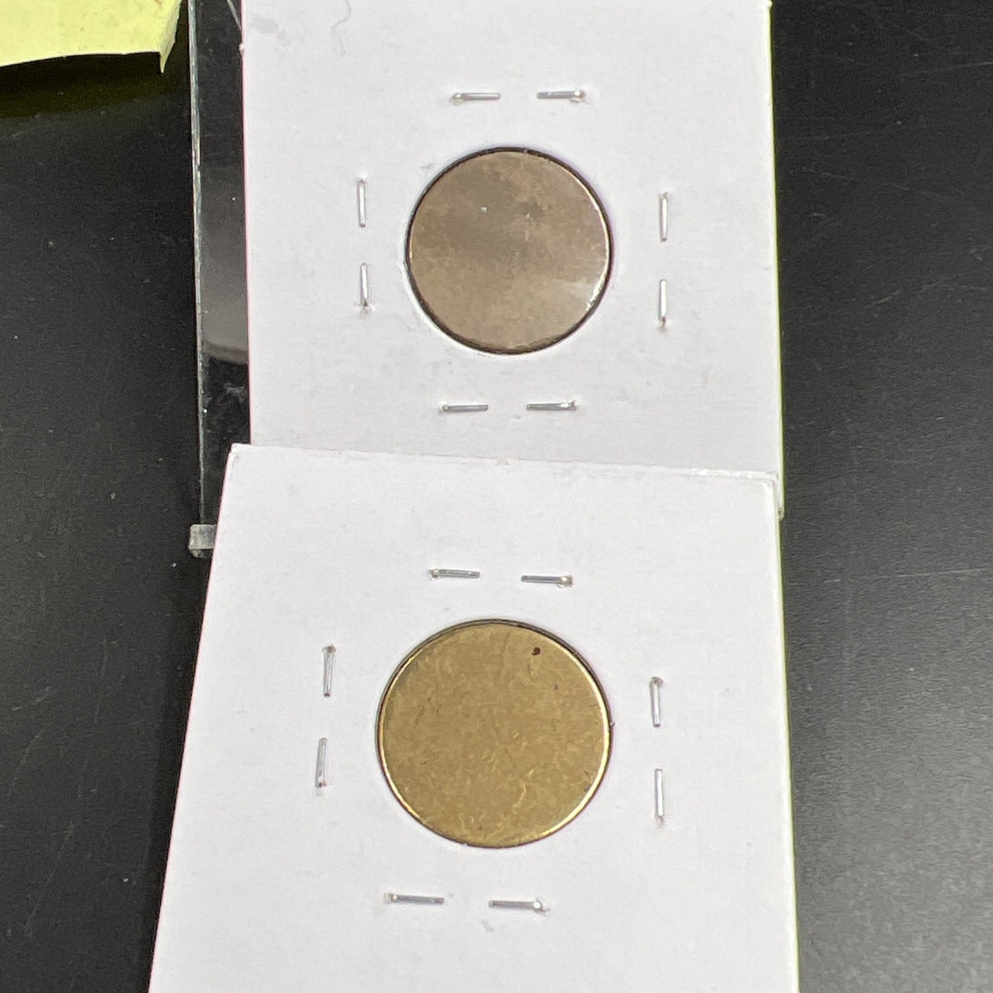 Lot 2 US 1c Blank Planchet Error Coins 3.11 G Copper & 2.5G Copper Plated Zinc