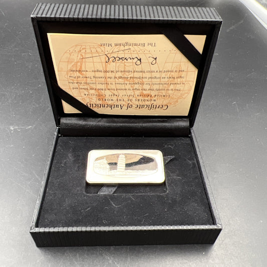 400 Grains Leaning Tower Pisa .999 Fine Silver Bar UNC Singapore Airlines