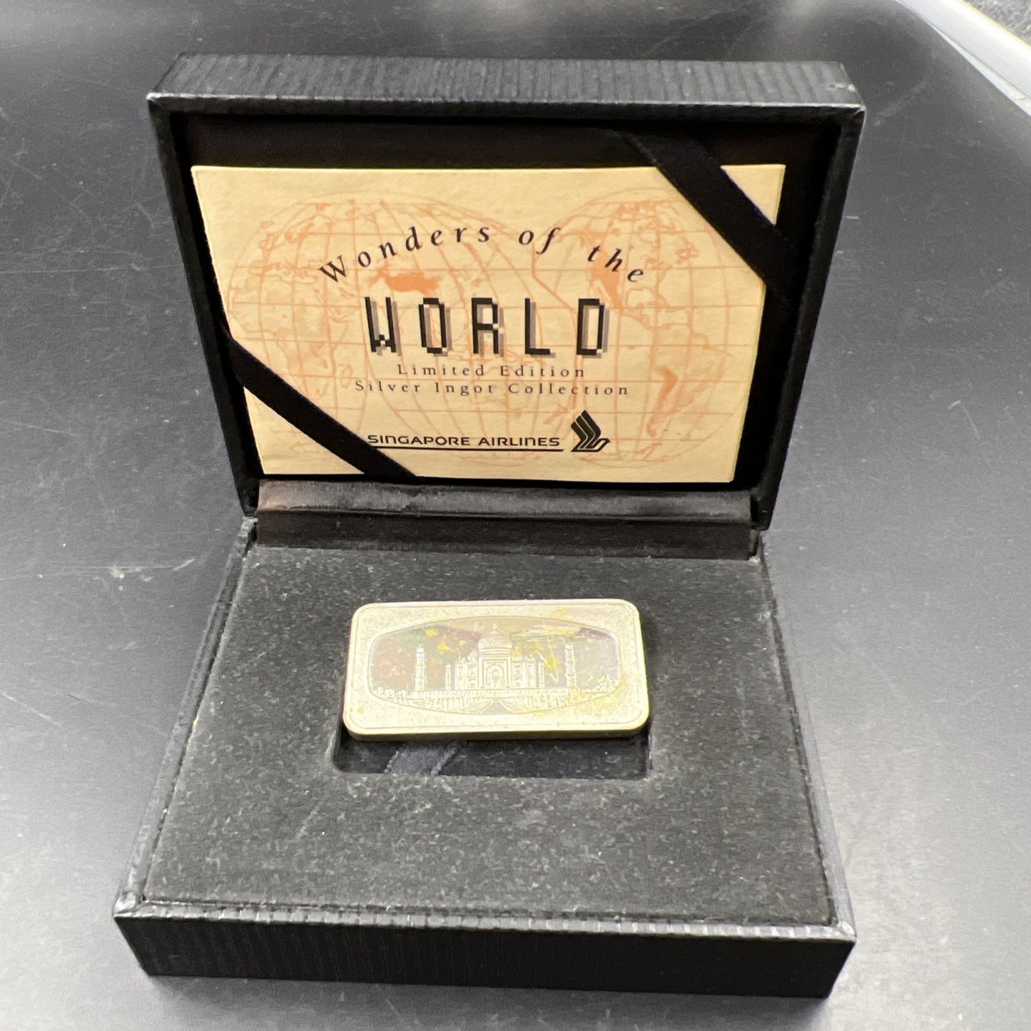 400 Grains Taj Mahal .999 Fine Silver Bar Circulated Singapore Airlines
